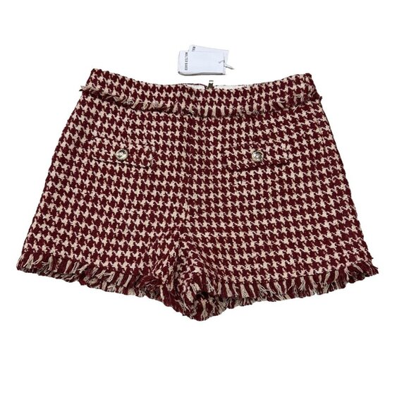 Walter Baker Pants - Walter Baker 10 Dora Tweed Shorts Wine Houndstooth Polyester NWT MSRP $198